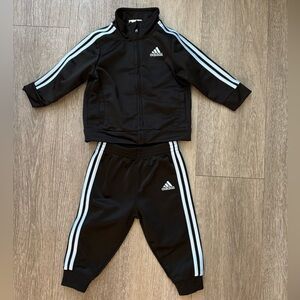 Adidas Kids Black and Blue Matching Tracksuit